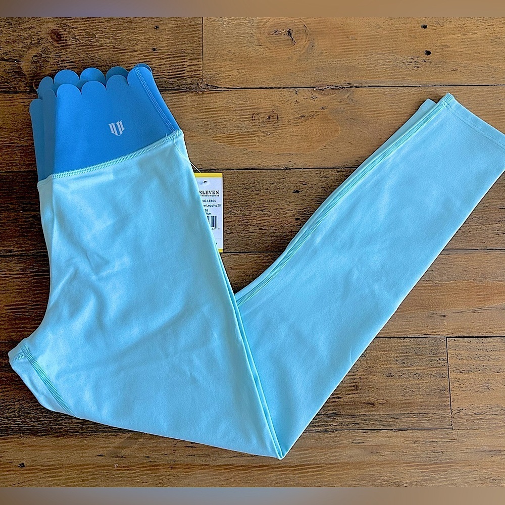 Eleven by Venus Williams Two Toned Blue Leggings with scalloped waistband SZ S - Picture 5 of 16